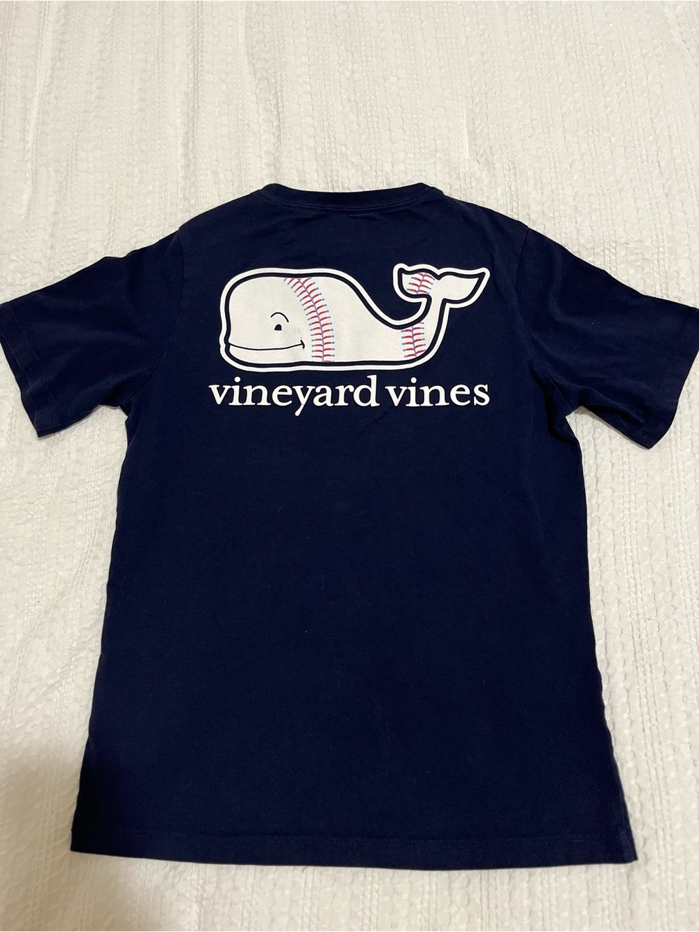 Vineyard Vines Navy Whale Baseball Logo Tee Sz S 8-10.